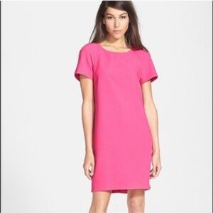Wayf bubblegum pink crepe shift dress